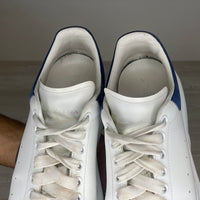 Alexander McQueen Sneakers, 'Hvid Læder' Blå Ruskind Hæl Oversized (40.5) 🌊