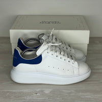 Alexander McQueen Sneakers, 'Hvid Læder' Blå Hæl Oversized (43.5) ⚪️