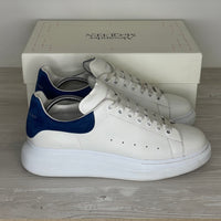 Alexander McQueen Sneakers, 'Hvid Læder' Blå Ruskind Hæl Oversized (45.5)