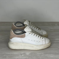 Alexander McQueen Sneakers, 'Hvid Læder' Pink Ruskind Hæl Oversized (39.5) 💝