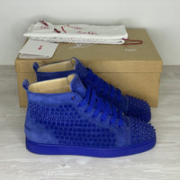 Christian Louboutin Sneakers, 'Atlantic' Blå High-Tops Louis Flat Spikes (41) 🧢