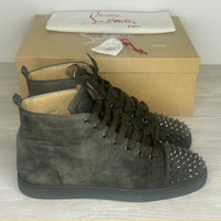 Christian Louboutin Sneakers, Herre 'Grå / Oliven' Tyrol Gun Metal Lou Louis Spikes (44.5) ♟️