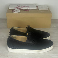 Christian Louboutin Sneakers, Herre 'Sort' Ruskind Pik Boat (41) ⭐️
