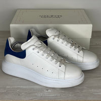 Alexander McQueen Sneakers, 'Hvid Læder' Blå Ruskind Hæl Oversized (45.5)