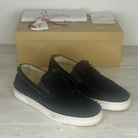 Christian Louboutin Sneakers, Herre 'Sort' Ruskind Pik Boat (41) ⭐️