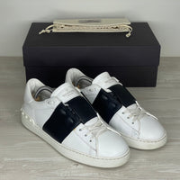 Valentino Sneakers, Herre 'Hvid' Sort Stribe Open (41) ♟️