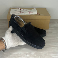 Christian Louboutin Sneakers, Herre 'Sort' Pik Boat Ruskind (41.5) 🤠