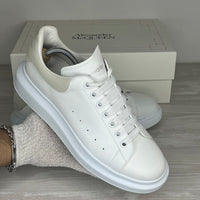 Alexander McQueen Sneakers, Herre 'Hvid' Grå Ruskind Hæl Oversized (44.5) ✉️