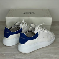 Alexander McQueen Sneakers, 'Hvid Læder' Blå Hæl Oversized (43.5) ⚪️