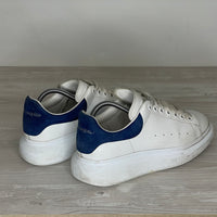 Alexander McQueen Sneakers, 'Hvid Læder' Blå Ruskind Hæl Oversized (40.5) 🌊