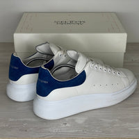 Alexander McQueen Sneakers, 'Hvid Læder' Blå Ruskind Hæl Oversized (45.5)