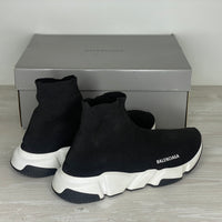 Balenciaga Sneakers, 'Sort Stof' Hvid & Sort Sål Speed Trainers (43) ✔️