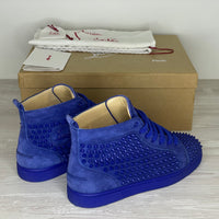 Christian Louboutin Sneakers, 'Atlantic' Blå High-Tops Louis Flat Spikes (41) 🧢