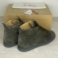 Christian Louboutin Sneakers, Herre 'Grå / Oliven' Tyrol Gun Metal Lou Louis Spikes (44.5) ♟️