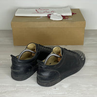 Christian Louboutin Sneakers, Herre 'Gun Metal' Sort Læder Junior Spikes (40) 🎩