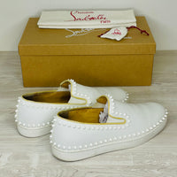 Christian Louboutin Sneakers, 'Hvid' Pik Boat Flat Calf Slip-on (41.5)