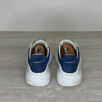 Alexander McQueen Sneakers, 'Hvid Læder' Blå Ruskind Hæl Oversized (40.5) 🌊