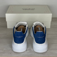 Alexander McQueen Sneakers, 'Hvid Læder' Blå Ruskind Hæl Oversized (45.5)