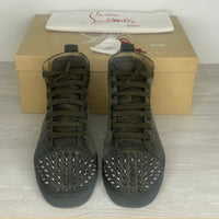 Christian Louboutin Sneakers, Herre 'Grå / Oliven' Tyrol Gun Metal Lou Louis Spikes (44.5) ♟️