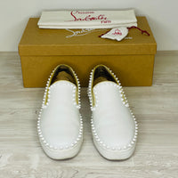 Christian Louboutin Sneakers, 'Hvid' Pik Boat Flat Calf Slip-on (41.5)