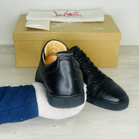 Christian Louboutin Sneakers, Herre 'Sort' Læder Louis Junior Calf Graine (44.5) ☀️
