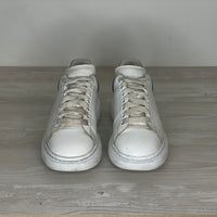 Alexander McQueen Sneakers, 'Hvid Læder' Blå Ruskind Hæl Oversized (40.5) 🌊