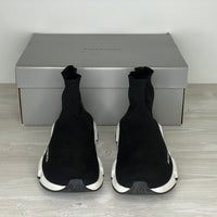 Balenciaga Sneakers, 'Sort Stof' Hvid & Sort Sål Speed Trainers (43) ✔️