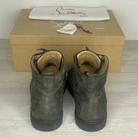 Christian Louboutin Sneakers, Herre 'Grå / Oliven' Tyrol Gun Metal Lou Louis Spikes (44.5) ♟️