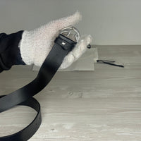 Gucci Bælte, 'Sort' Læder Selleria Interlocking G Buckle with Stud Closure (75/30) 🥋