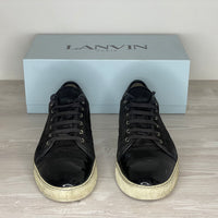 Lanvin Sneakers, 'Sort Ruskind' Lak Toe (45) 🪡