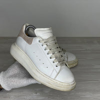 Alexander McQueen Sneakers, 'Hvid Læder' Pink Ruskind Hæl Oversized (39.5) 💝