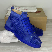 Christian Louboutin Sneakers, 'Atlantic' Blå High-Tops Louis Flat Spikes (41) 🧢