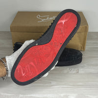 Christian Louboutin Sneakers, Herre 'Grå' Pik Boat Flat Veau Velours Charbon (44) 🧛🏼♂️