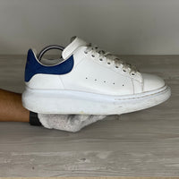 Alexander McQueen Sneakers, 'Hvid Læder' Blå Ruskind Hæl Oversized (40.5) 🌊