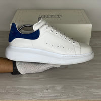 Alexander McQueen Sneakers, 'Hvid Læder' Blå Ruskind Hæl Oversized (45.5)