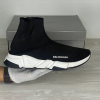 Balenciaga Sneakers, 'Sort Stof' Hvid & Sort Sål Speed Trainers (43) ✔️
