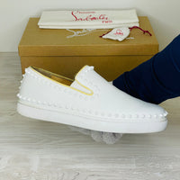 Christian Louboutin Sneakers, 'Hvid' Pik Boat Flat Calf Slip-on (41.5)