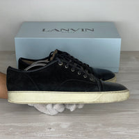 Lanvin Sneakers, 'Sort Ruskind' Lak Toe (45) 🪡
