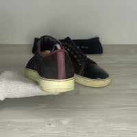 Lanvin Sneakers, Herre 'Bordeaux Ruskind' Lak Toe (42) 🥀