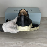 Lanvin Sneakers, 'Sort Ruskind' Lak Toe (45) 🪡
