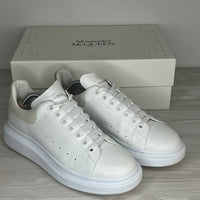 Alexander McQueen Sneakers, Herre 'Hvid' Grå Ruskind Hæl Oversized (44.5) ✉️