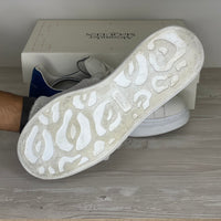 Alexander McQueen Sneakers, 'Hvid Læder' Blå Ruskind Hæl Oversized (45.5)