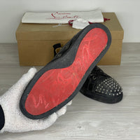 Christian Louboutin Sneakers, Herre 'Gun Metal' Sort Læder Junior Spikes (40) 🎩