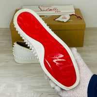 Christian Louboutin Sneakers, 'Hvid' Pik Boat Flat Calf Slip-on (41.5)