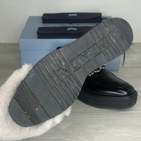 Prada Loafers, Kvinde 'Sort' Læder Calzature Donna Chain Loafers (40) ⛓️