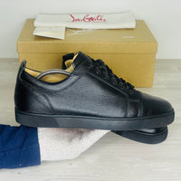 Christian Louboutin Sneakers, Herre 'Sort' Læder Louis Junior Calf Graine (44.5) ☀️