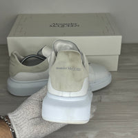 Alexander McQueen Sneakers, Herre 'Hvid' Grå Ruskind Hæl Oversized (44.5) ✉️