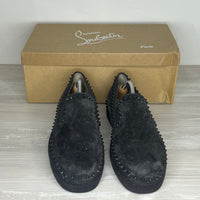 Christian Louboutin Sneakers, Herre 'Grå' Pik Boat Flat Veau Velours Charbon (44) 🧛🏼♂️