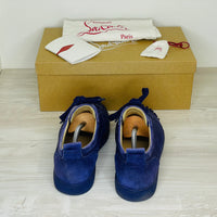 Christian Louboutin Sneakers, 'Encre' Louis Junior Spikes Flat Veau Velours Herre (42.5)