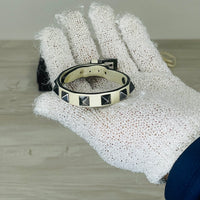Valentino Garavani Bracelet, Rockstud White Leather (One Size)